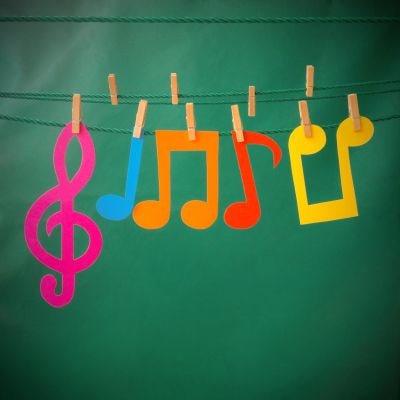 Colorful musical notes and symbols